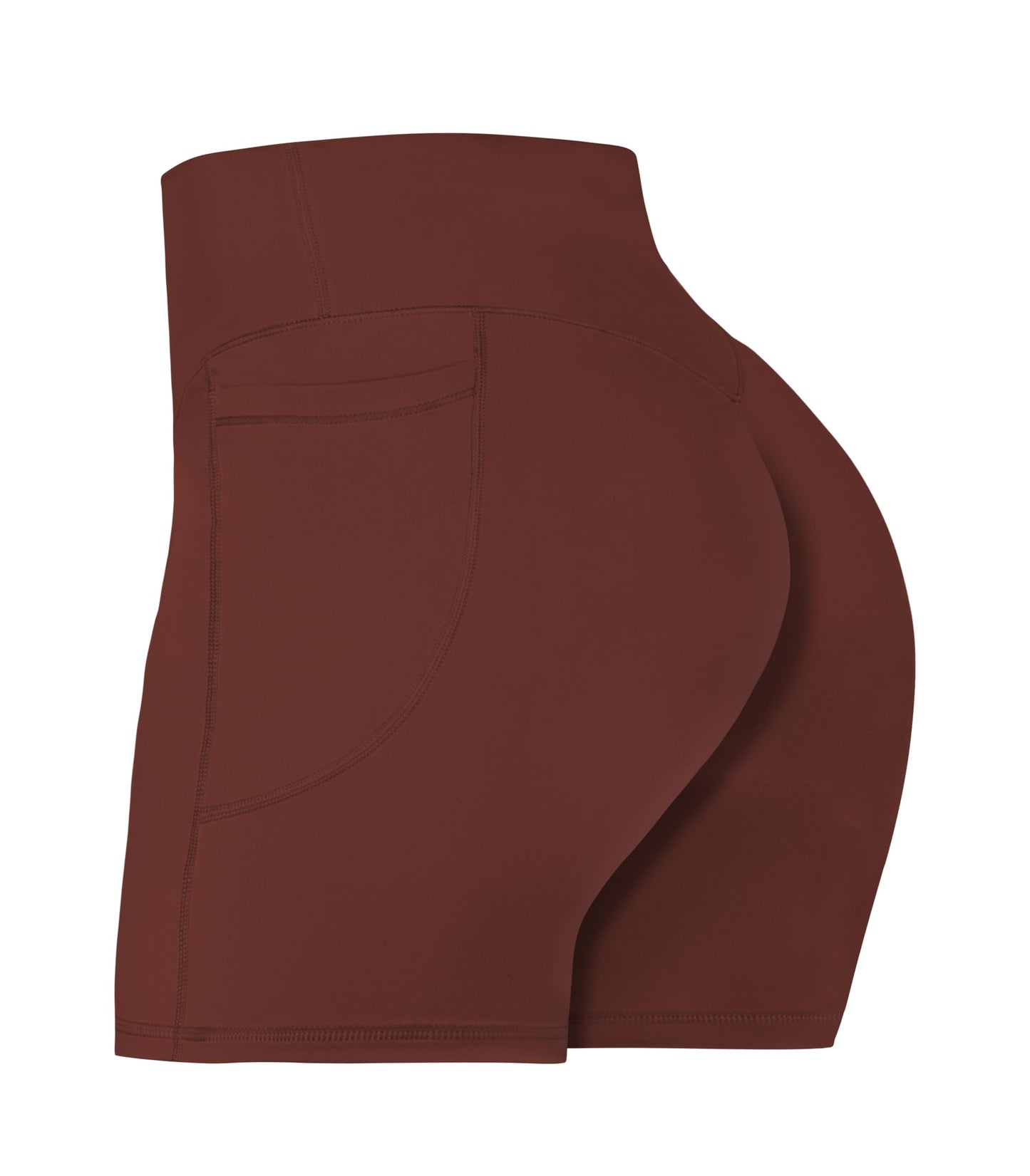 Sunzel No Front Seam Biker Shorts for Women with Pockets, Yoga Workout Gym Bike Shorts with Tummy Control 5" Wine Red X-Small