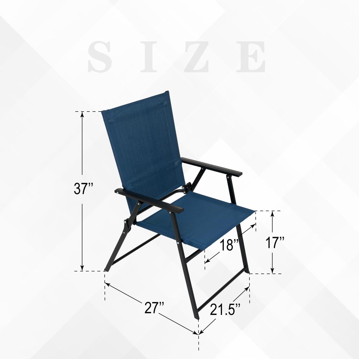 Anmutig Patio Folding Chairs, Outdoor Portable Dining Chairs for Lawn Garden and Porch,Set of 4 - Navy