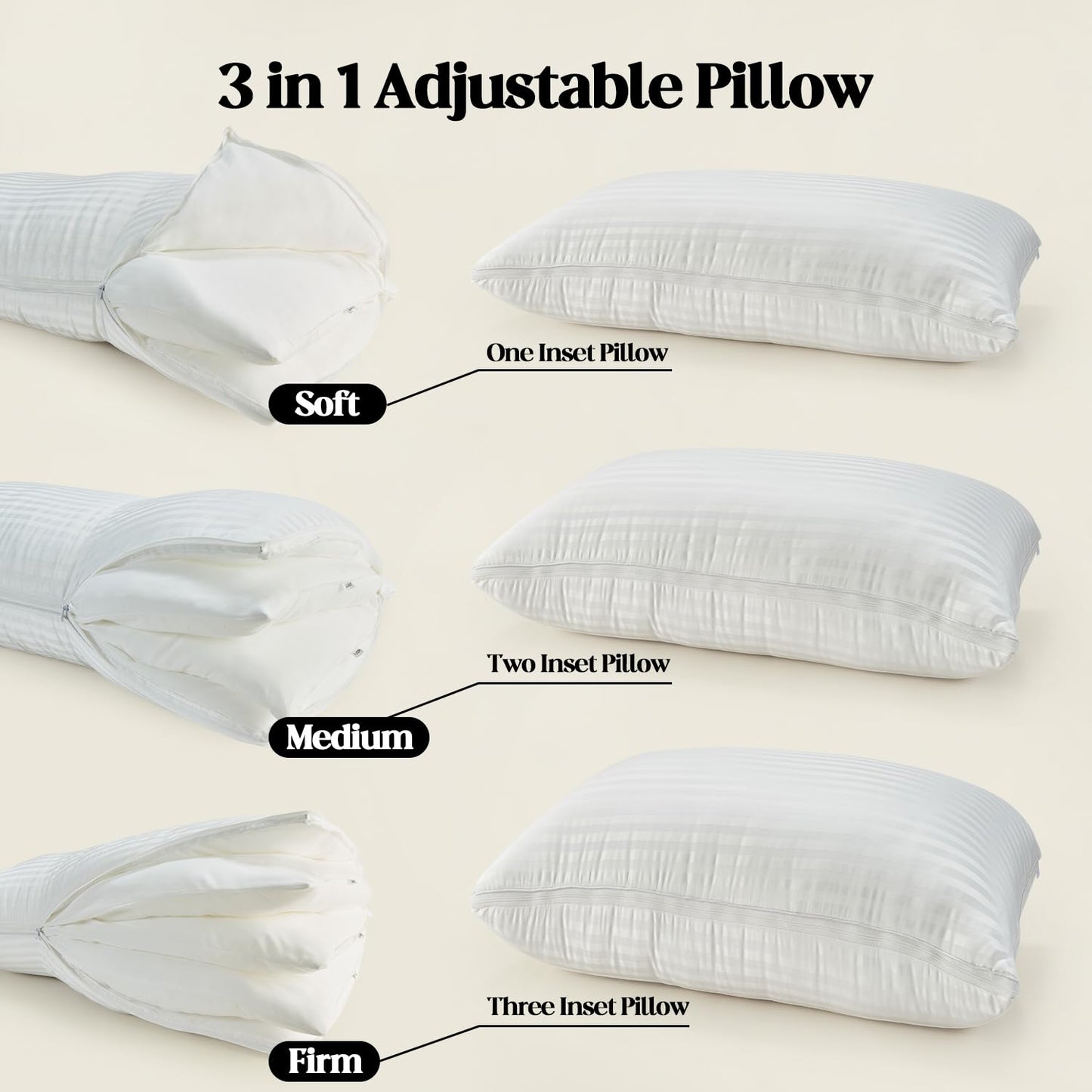 Dormirpilow Adjustable Layer Pillows,Assembled Bed Pillow,Luxury Queen Pillows Set of 2 for Back,Stomach or Side Sleepers,Queen (Pack of 2)
