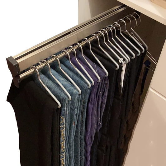 Closet Clothes Hanger Rail,Pull-Out Closet Rod Length 31.5IN,Wardrobe Clothing Rail,Closet Organizer Rack for Pants and Coat (800mm/31.5inch)