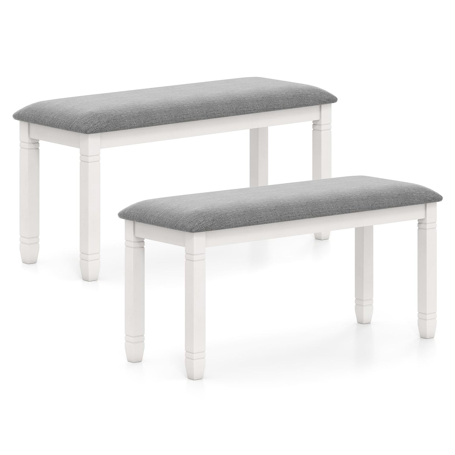 Giantex Upholstered Dining Bench with Padded Seat, Solid Wood Legs, Load 800 lbs, 40.5"x16"x20", Entryway Shoe Rack Bench for Kitchen, Dining Room, Living Room, Bedroom, End of Bed, Hallway (Grey,2)