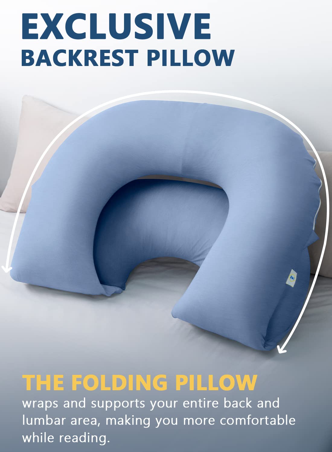 INSEN Reading Pillow, Back Pillow for Sitting in Bed for Reading, Nurse & Relax, Reading Pillow for Adults, Moms & Kids, Sit Up Pillow for Bed