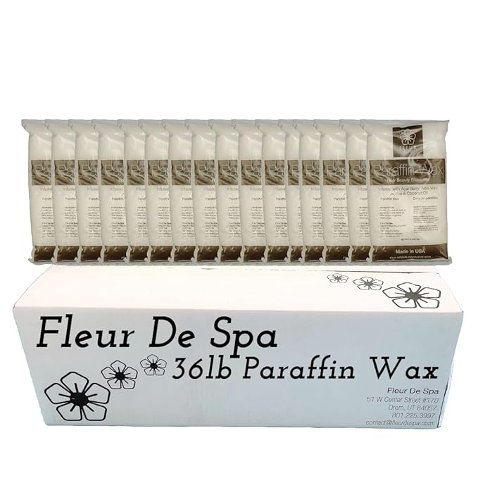 Paraffin Wax Refill for Hands and Feet | FLEUR DE SPA | Made in USA | With Acai, Coconut Oil, Jojoba, Aloe | Hydrates Dry Skin - At-Home Spa Experience