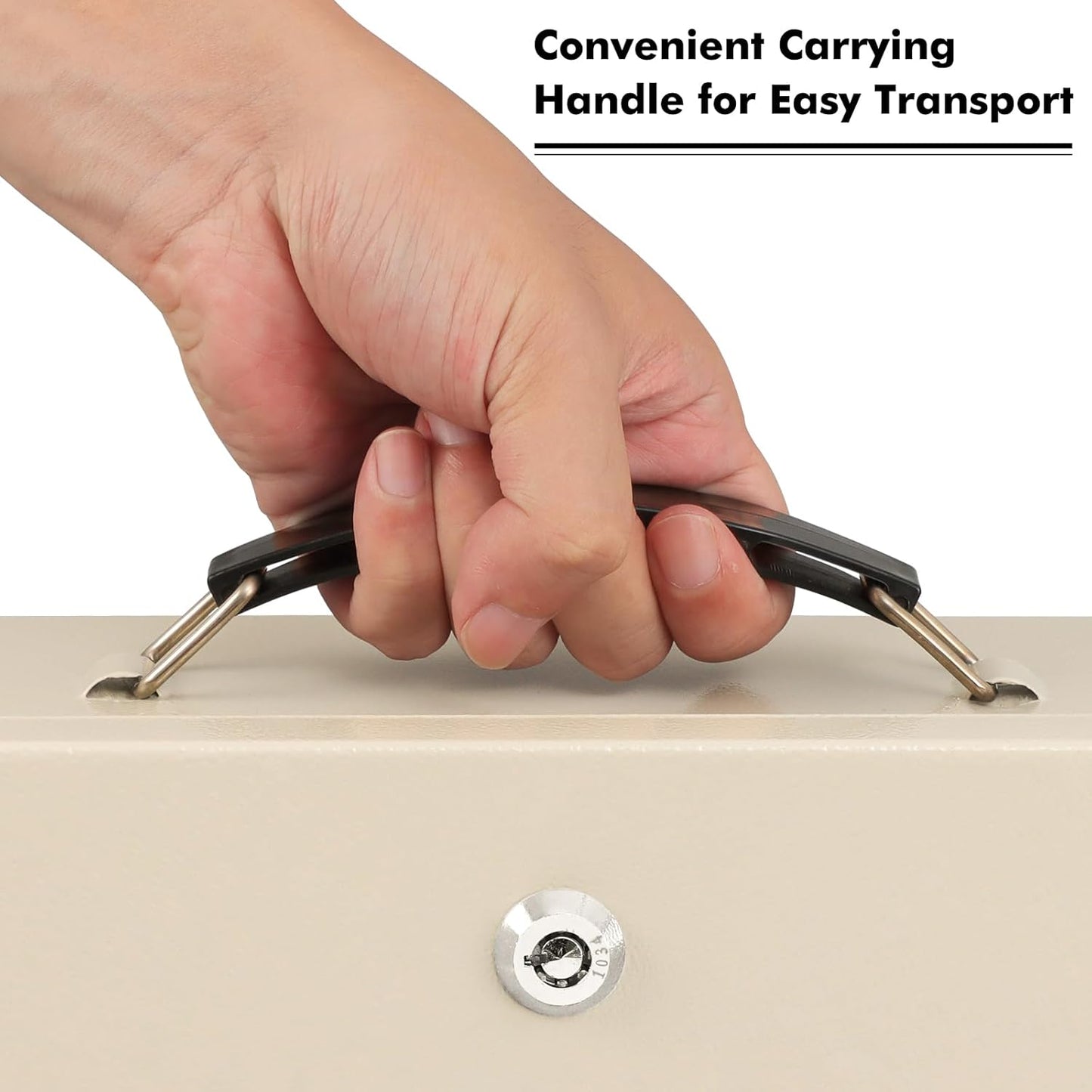KYODOLED Fireproof Document Box with Key Lock, Small Safe Box for Valuables, Fire and Water Resistance, Fireproof Lock Box for Passport, Cash, Tablet, Exterior 12.8'' x 8.4'' x 4.5'' Beige