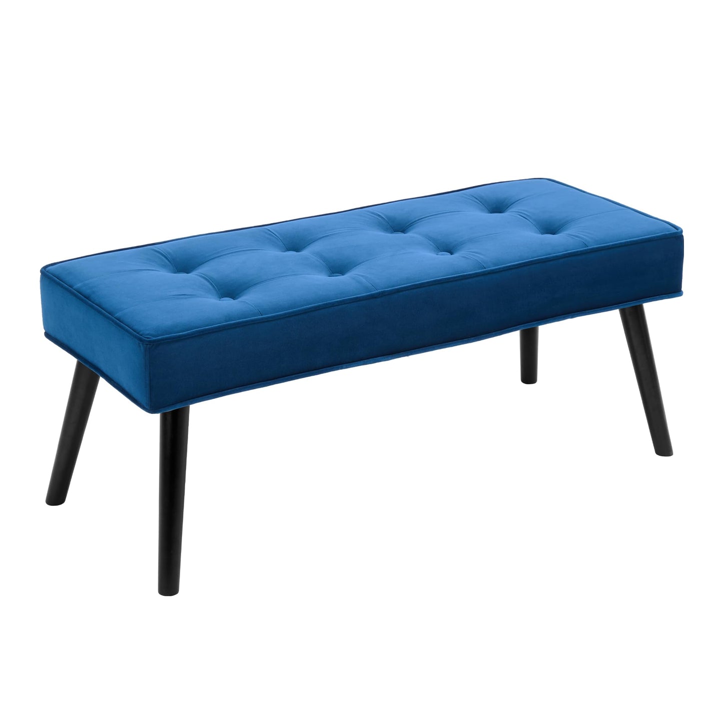 LOULENS 40'' Velvet Tufted Ottoman Bench, Modern Upholstered End of Bed Bench, Comfortable Entryway Bench with Wood Legs, Accent Footrest for Living Room, Dark Blue