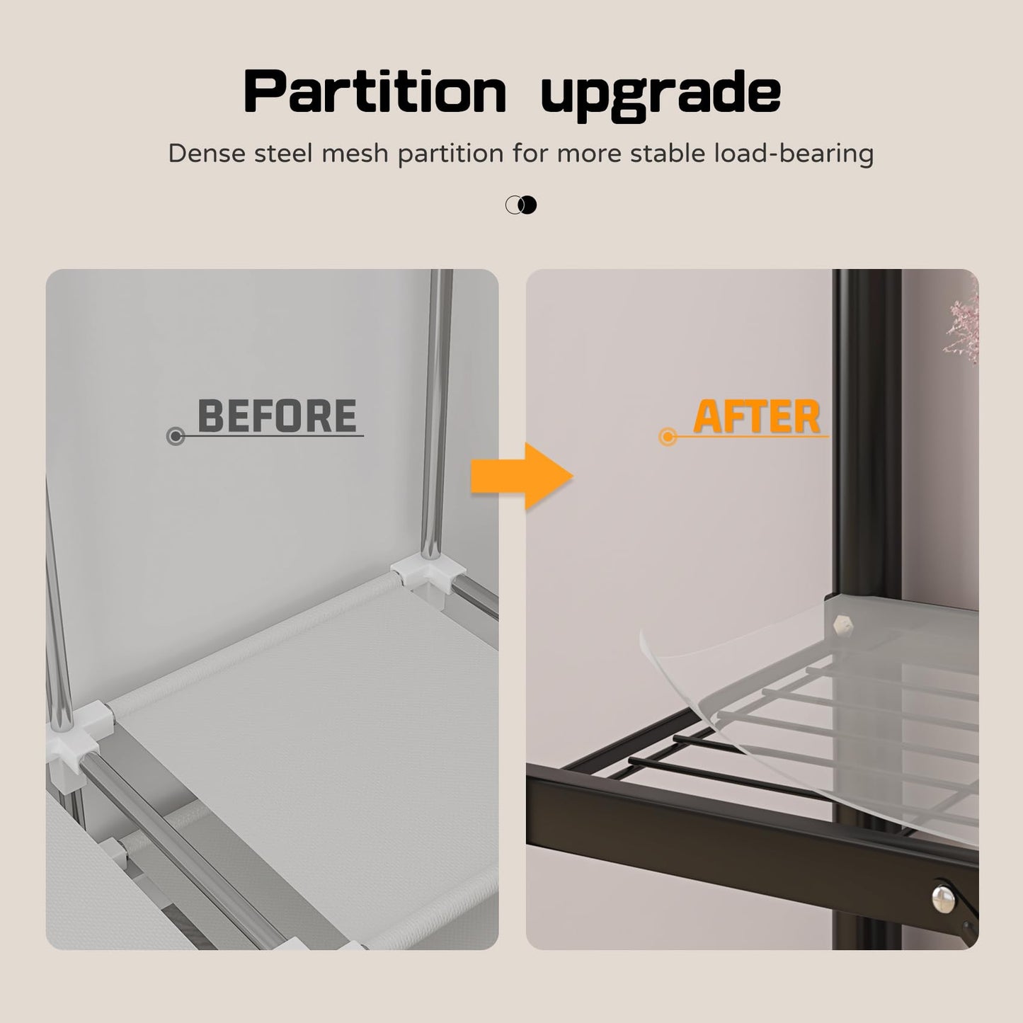 LEAIJIAFY Gray Large Portable Armoire Wardrobe Closet with Foldable Clothing Wardrobe 25MM Steel Pipe Metal Frame Clothes Rack,One Piece Folding Design