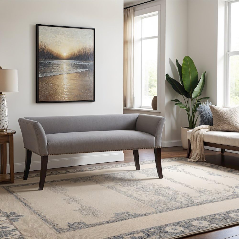 Starlight Canyon Home Blue Storage Bench with Solid Wood and Plywood Frame, Upholstered Seat and Back, Perfect for Bedroom, End of Bed or Bedroom Furniture Storage