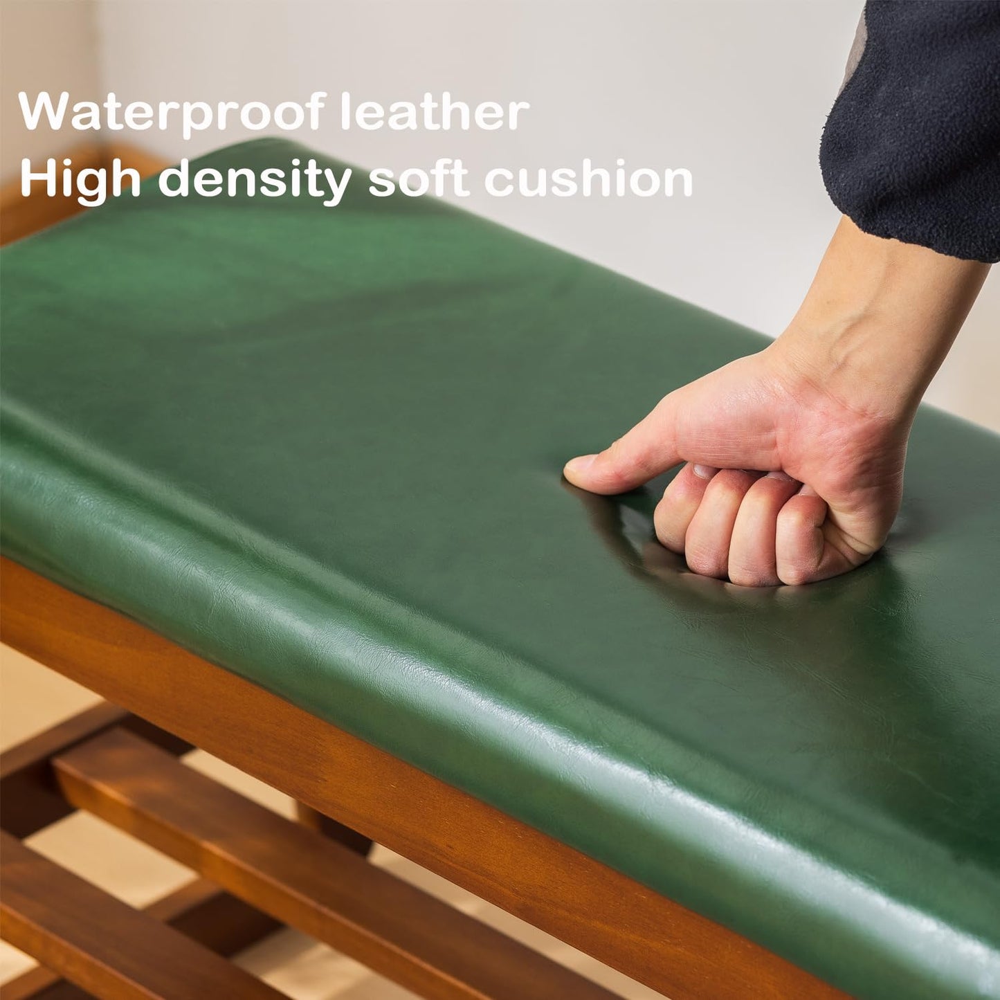 ABAMFUR Shoe Rack Bench, Solid Wood Entryway Bench with Flip-Open Storage Box for Entry, Hallway (Green-21.65")