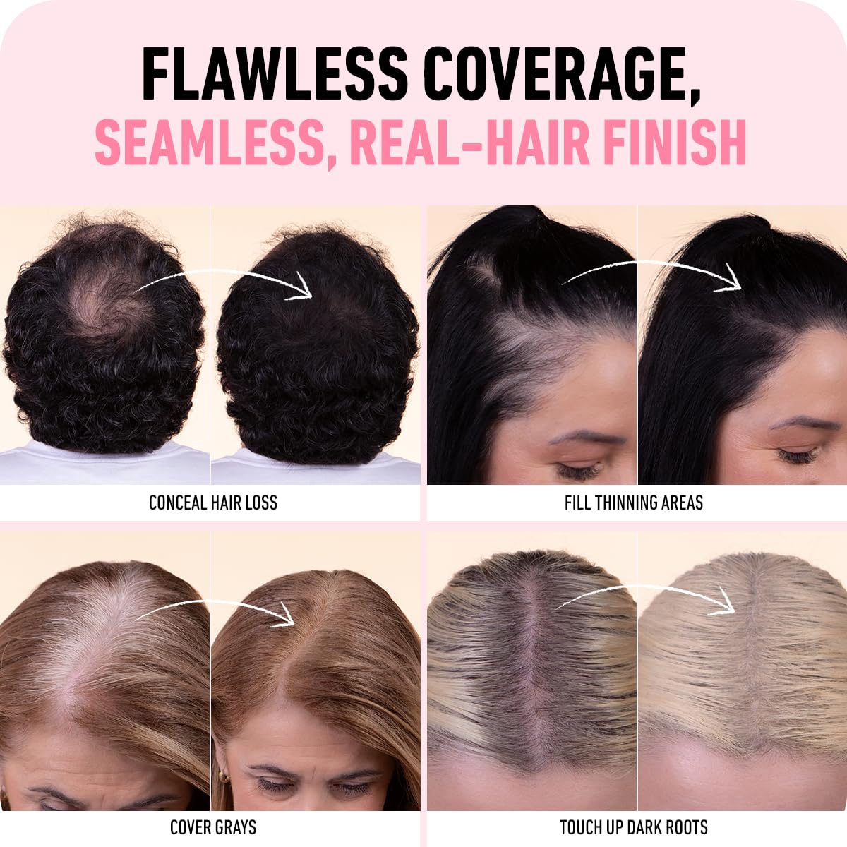 BOLDIFY Hairline Powder Color Sample Kit - Root Touch Up Hair Color for Gray Coverage - Bald Spot Concealing Hair Powder for Women & Men - 48-Hour Stain-Proof - Dark Browns + Black