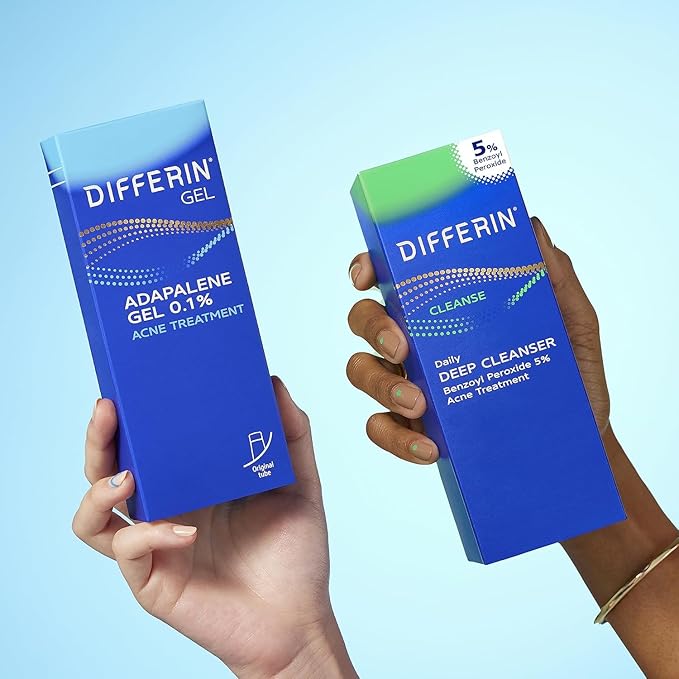 Differin Acne Skin Care Kit, Differin Gel Retinoid Acne Treatment for Face with 0.1% Adapalene & 5% Benzoyl Peroxide Face Wash & Body Wash, Designed for Pimple and Acne Prone Skin