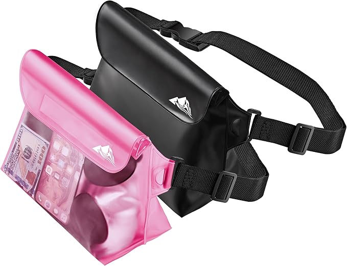 HEETA 2/3/4 Pack Waterproof Pouch with Waist Strap, Screen Touchable Dry Bag with Adjustable Belt for Phone Valuables for Kayaking, Swimming, Snorkeling, Boating, Fishing, Surfing & Beach