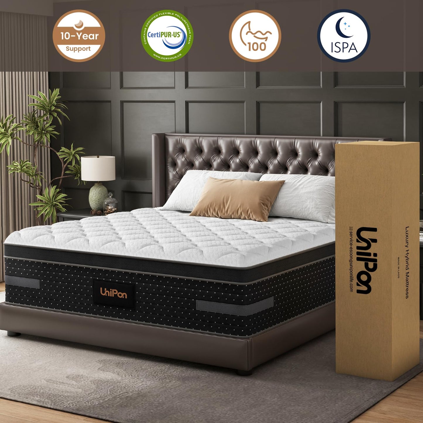 Queen Mattress 14 Inch-Premium Hybrid Mattresses in a Box with Air-Flow Individual Pocket Spring for Motion-Isolation & Pain Relief-Fiberglass Free Bed with 365 Night Trial, CertiPUR-US Certified