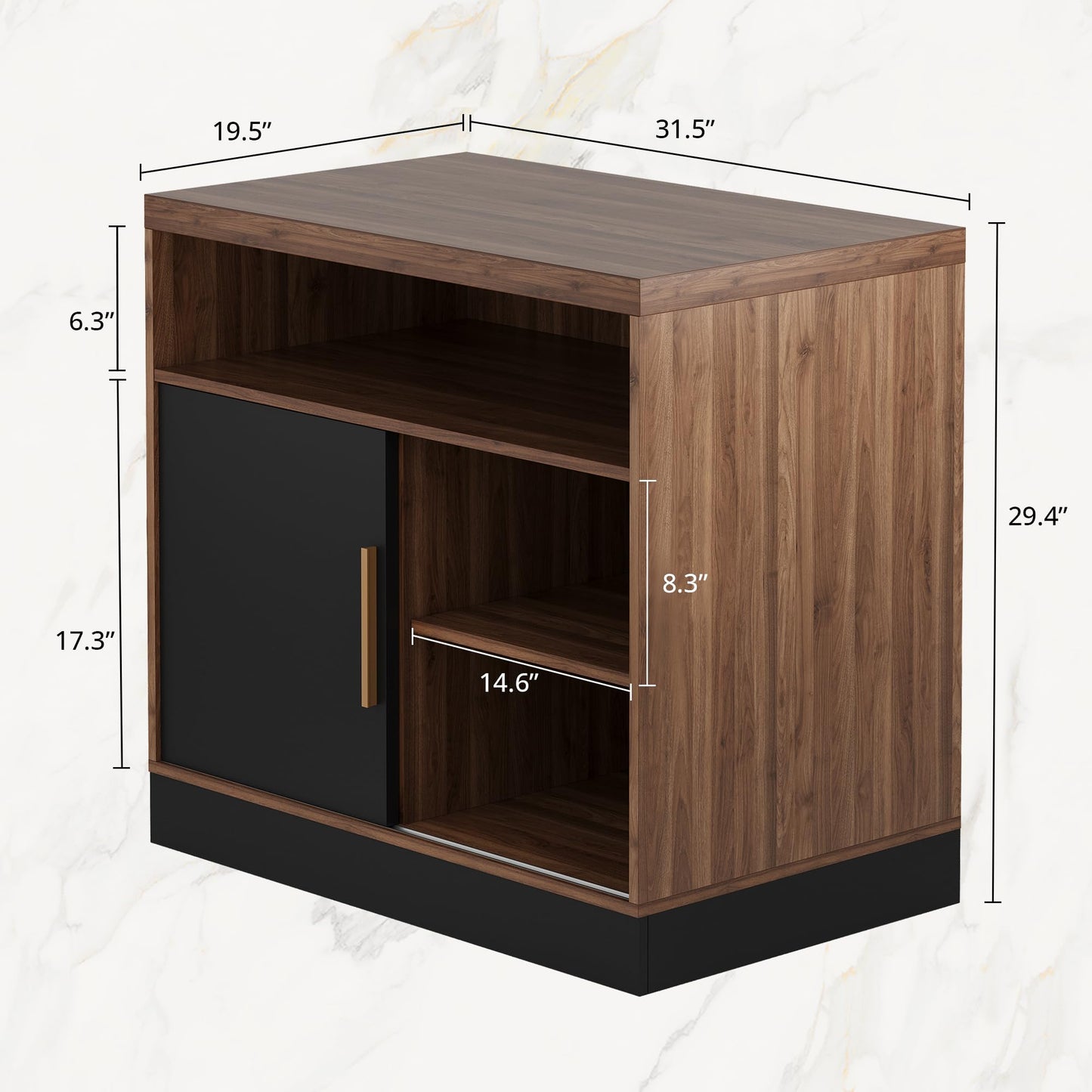 ModernMate Wood File Cabinet with Door, Filing Cabinet for Home Office with Adjustable Open Storage Shelves, 31W*20D*29H Lateral File Cabinet, Black Walnut