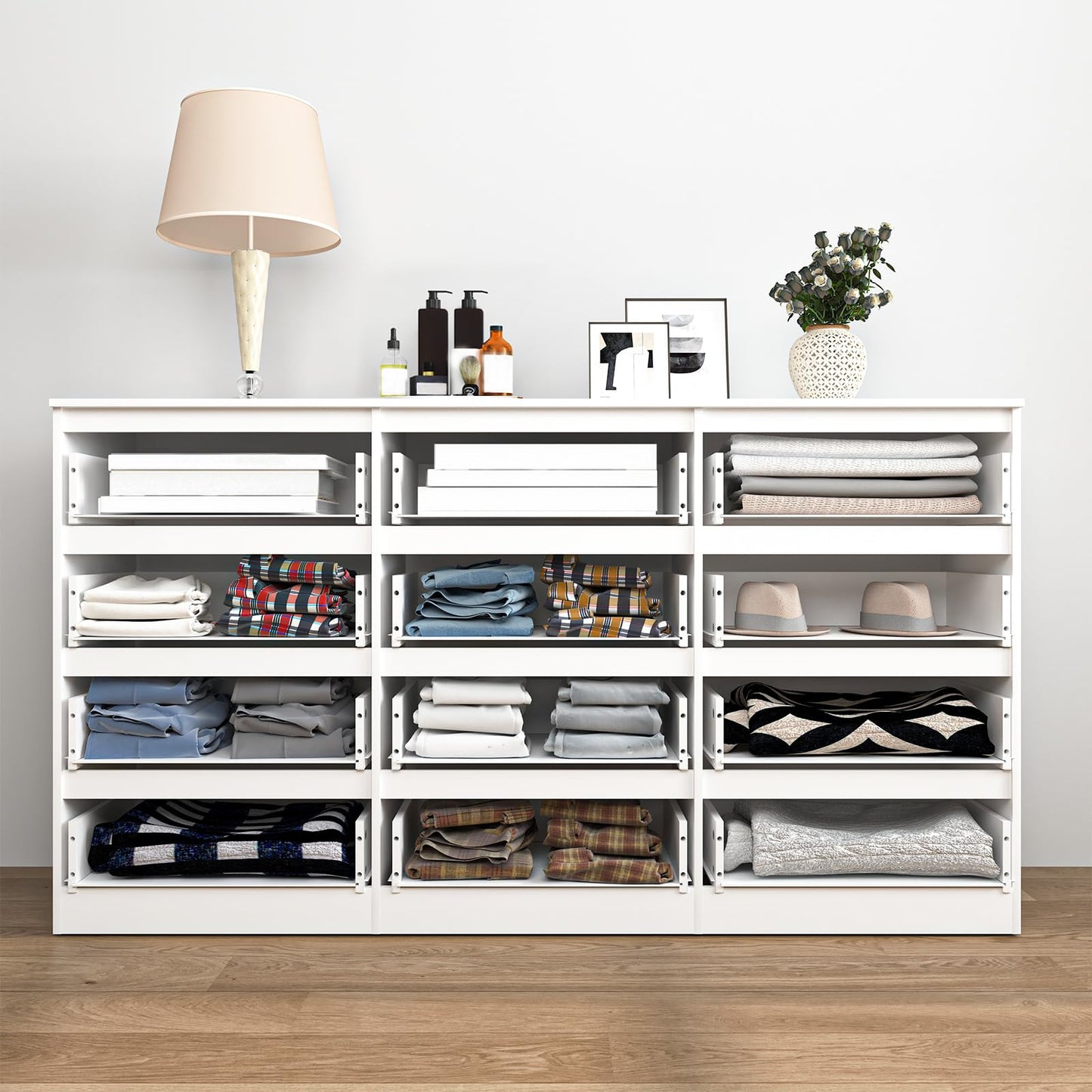 CIPACHO White Dresser for Bedroom,Modern Long 12 Drawer Dresser with Deep Drawer,Wood Storage Chest of Drawer, Bedroom Storage Organizer,TV Stand for Living Room