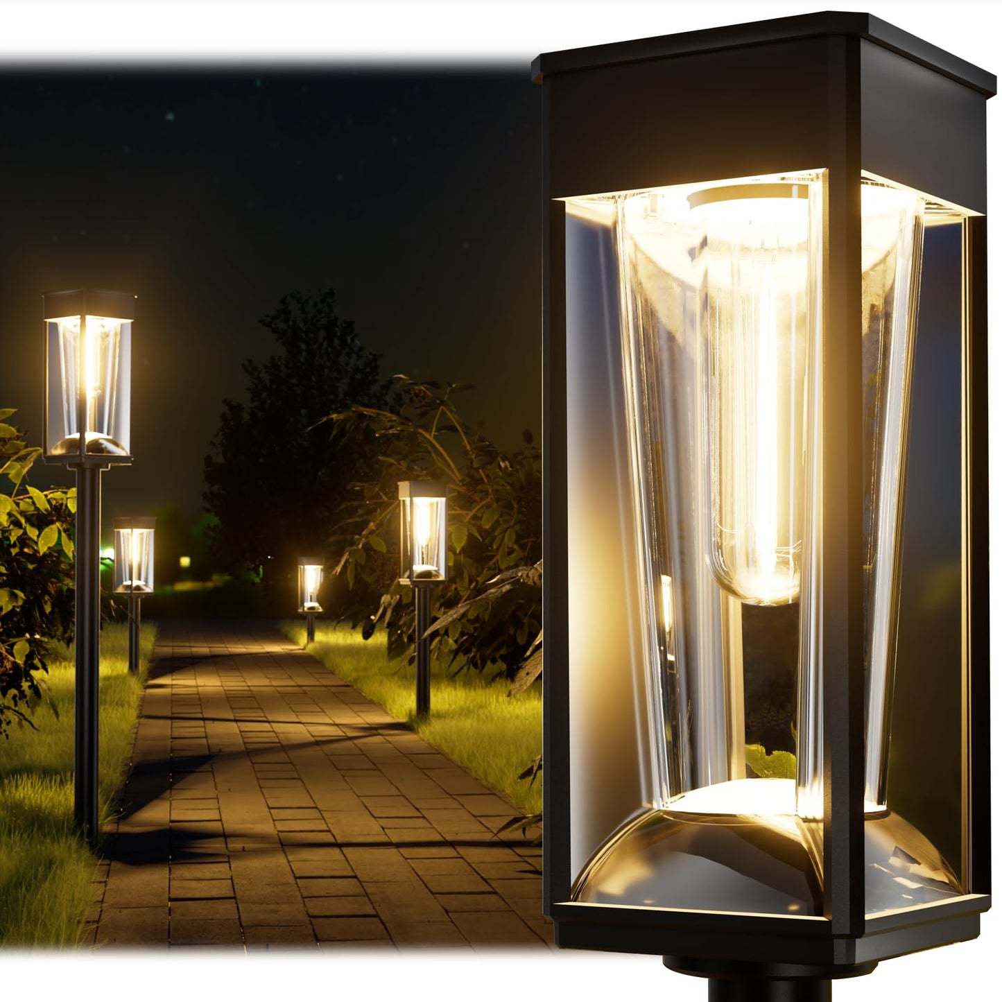 BITPOTT Solar Pathway Lights 2-in-1 Warm&Cool, 8 Pack Bright Solar Lights Outdoor Waterproof IP65, Auto On/Off, Long Lasting Outdoor Light for Yard Patio Garden Decor Landscape Lighting