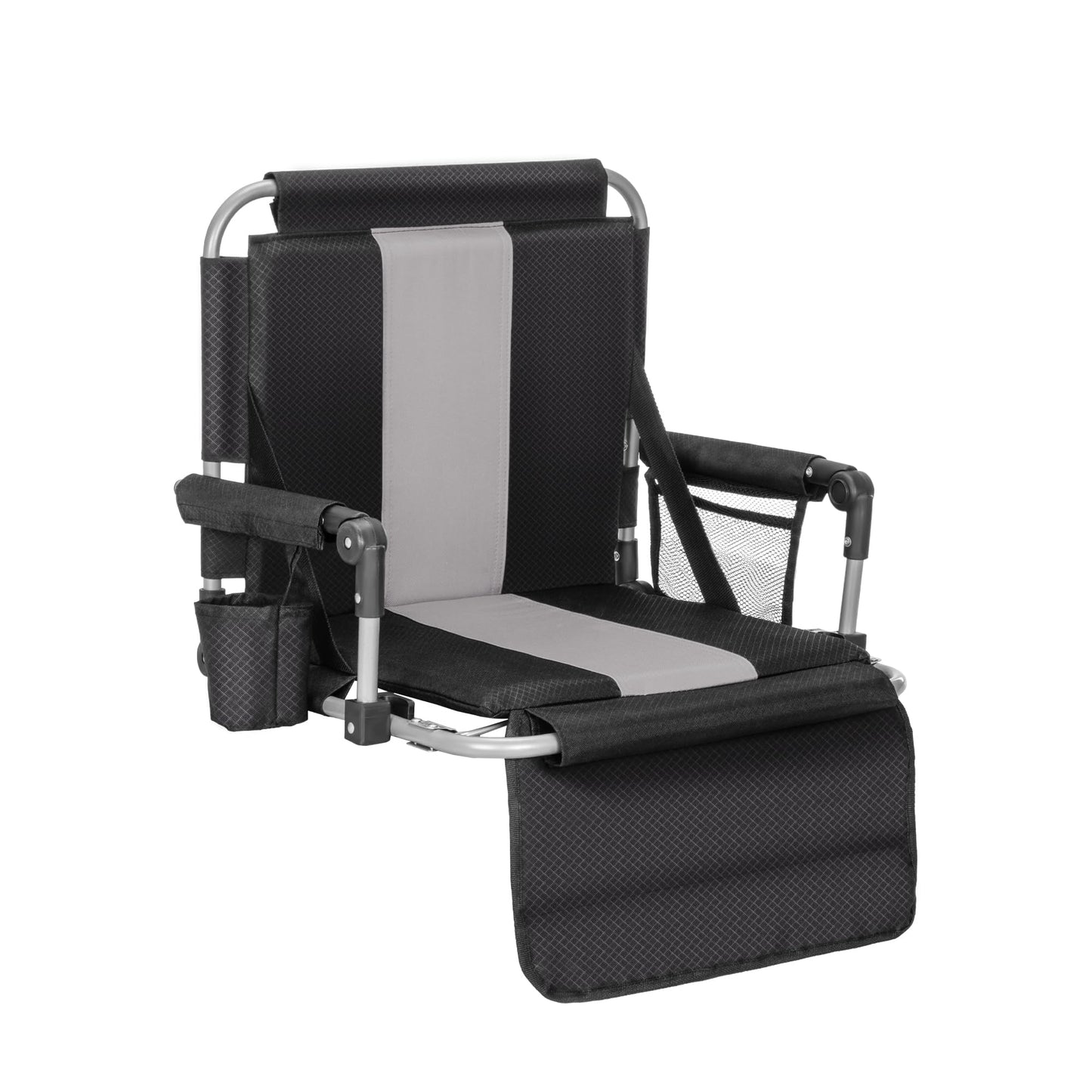ALPHA CAMP Stadium Seat Chair for Bleachers with Back & Arm Rest (Black Grey)