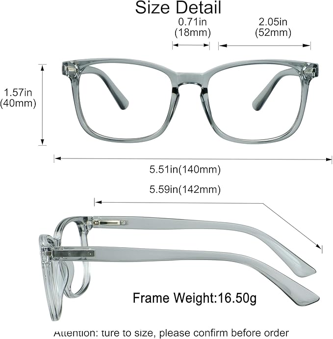 YEIN Bifocal Reading Glasses with Blue Light Blocking Lenses, Bifocal Reader for Women and Men, Vintage Square frame with Spring Hinge (+0.00/+1.50 magnification)