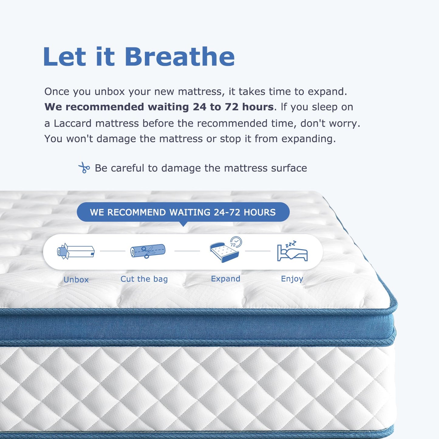 Laccard King Size Mattress, 12 Inch Medium Firm Hybrid King Bed Mattress, Memory Foam Mattresses in a Box for Pressure Relief, Individual Pocket Spring-Motion Isolation with Edge Support, CertiPUR-US