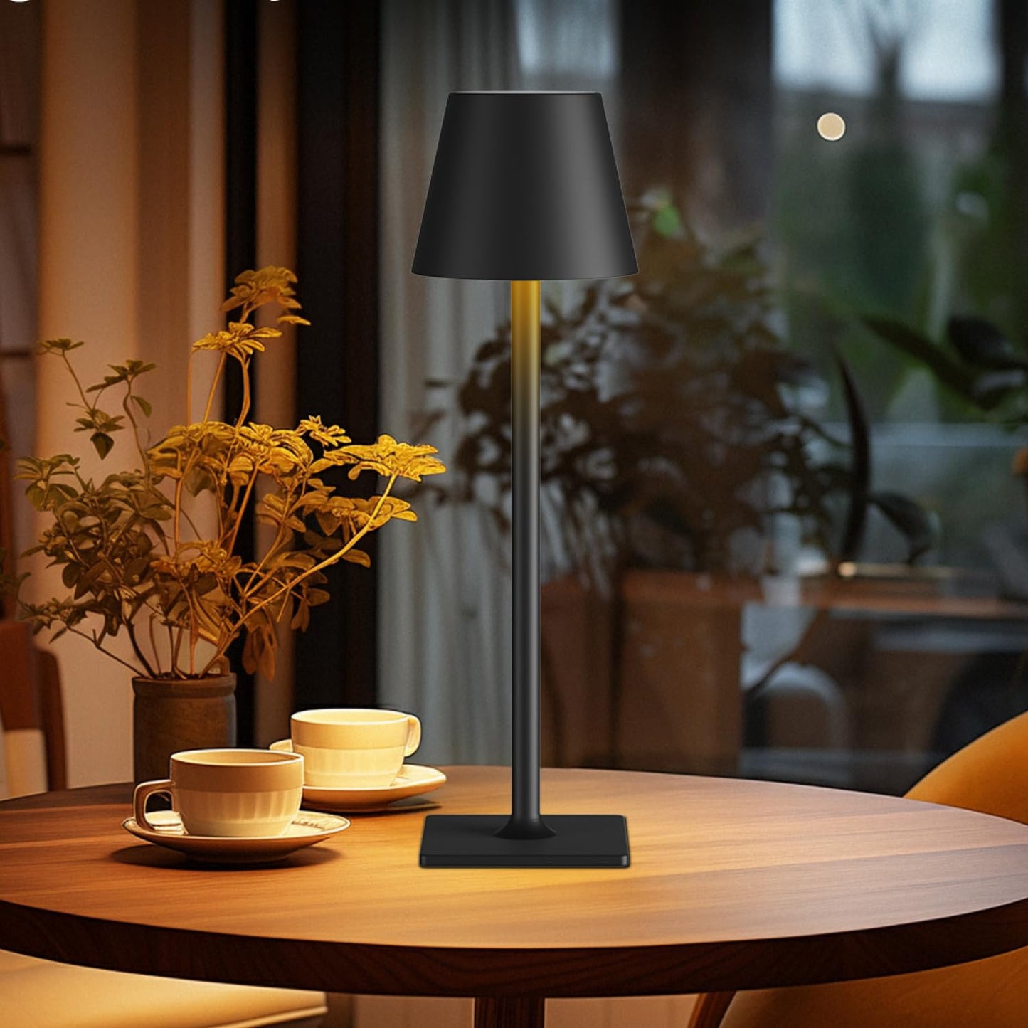 Fizrice Cordless Table Lamp Rechargeable Lamps: 6000mAh Battery Operated Table Lamp Outdoor Waterproof, Touch Control, Portable Wireless Desk Lamp for Dinner/Bedroom/Restaurant(Black 2 Pack)