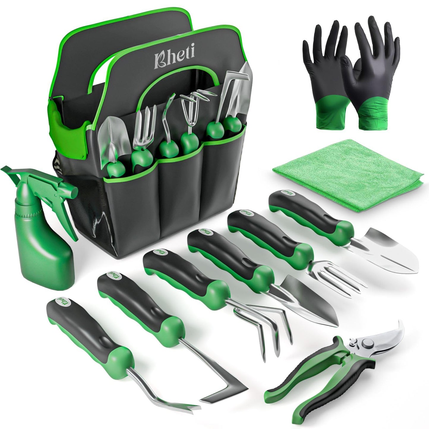 KHETI 𝗡𝗲𝘄𝗲𝘀𝘁 11-Piece Heavy Duty Stainless Steel Garden Tool Set – Includes Spade, Shovel & More, Perfect for Digging & Plant Care, Ideal Gift for Women & Mothers