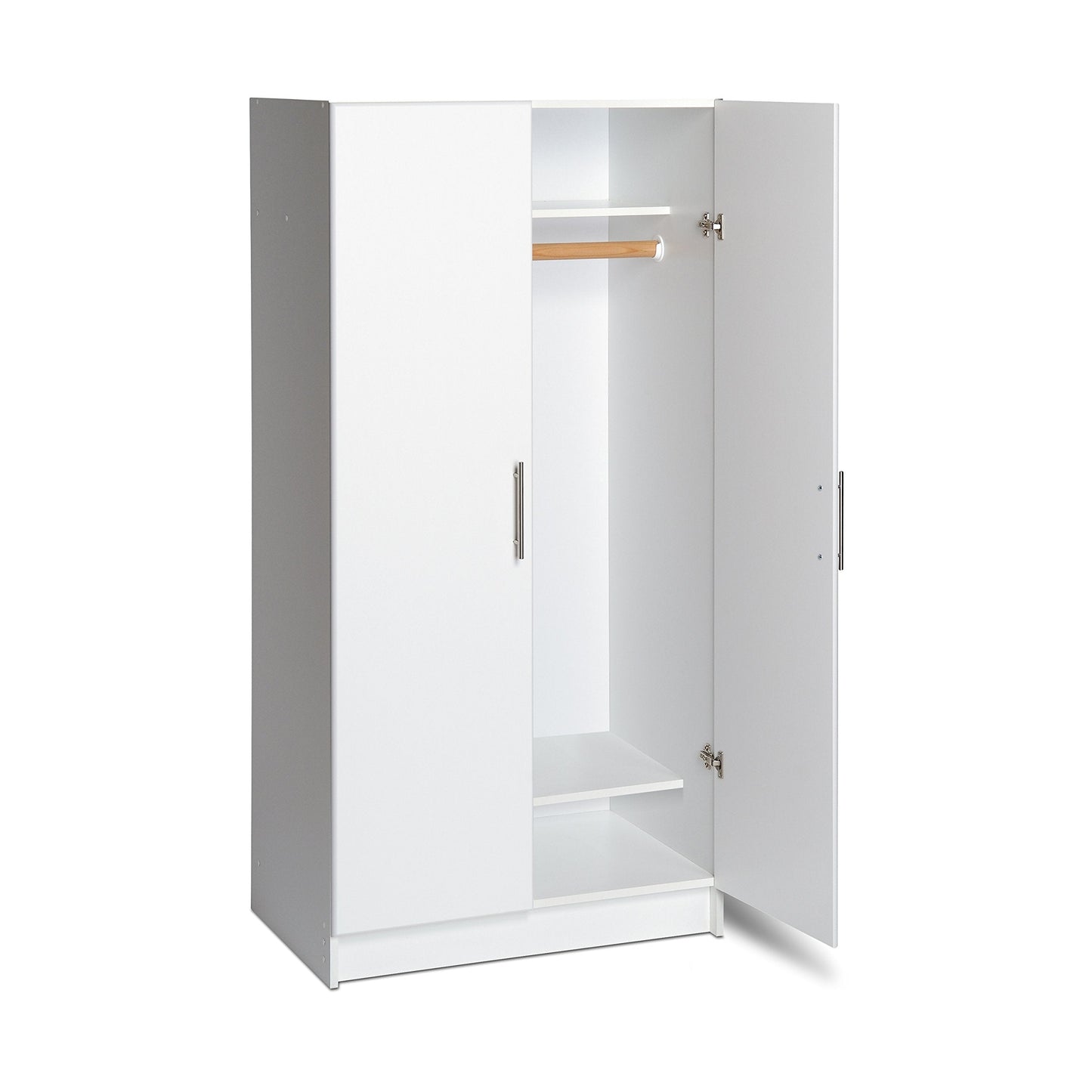 Prepac Armoir, Elite 32"W x 65"H x 24.5"D White Wardrobe Closet & Cabinet - Functional Clothes Storage with Hanging Rail, Armoire Wardrobe