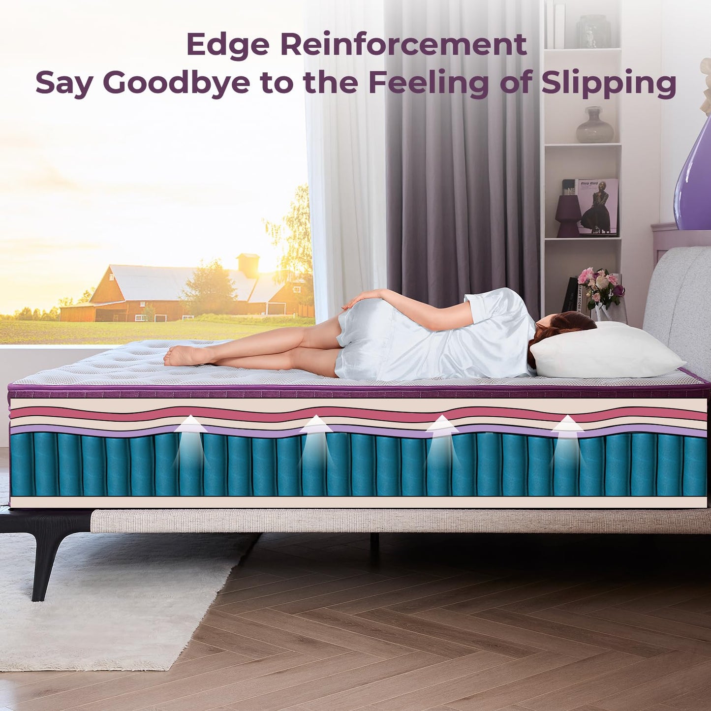BedsPick Queen Mattress, 12 inch Hybrid Mattress Queen Size in a Box Pillow Top with Gel Memory Foam and Pocketed Coils for Lumbar Support, Spinal Pressure Relief, Medium Firm, CertiPUR-US