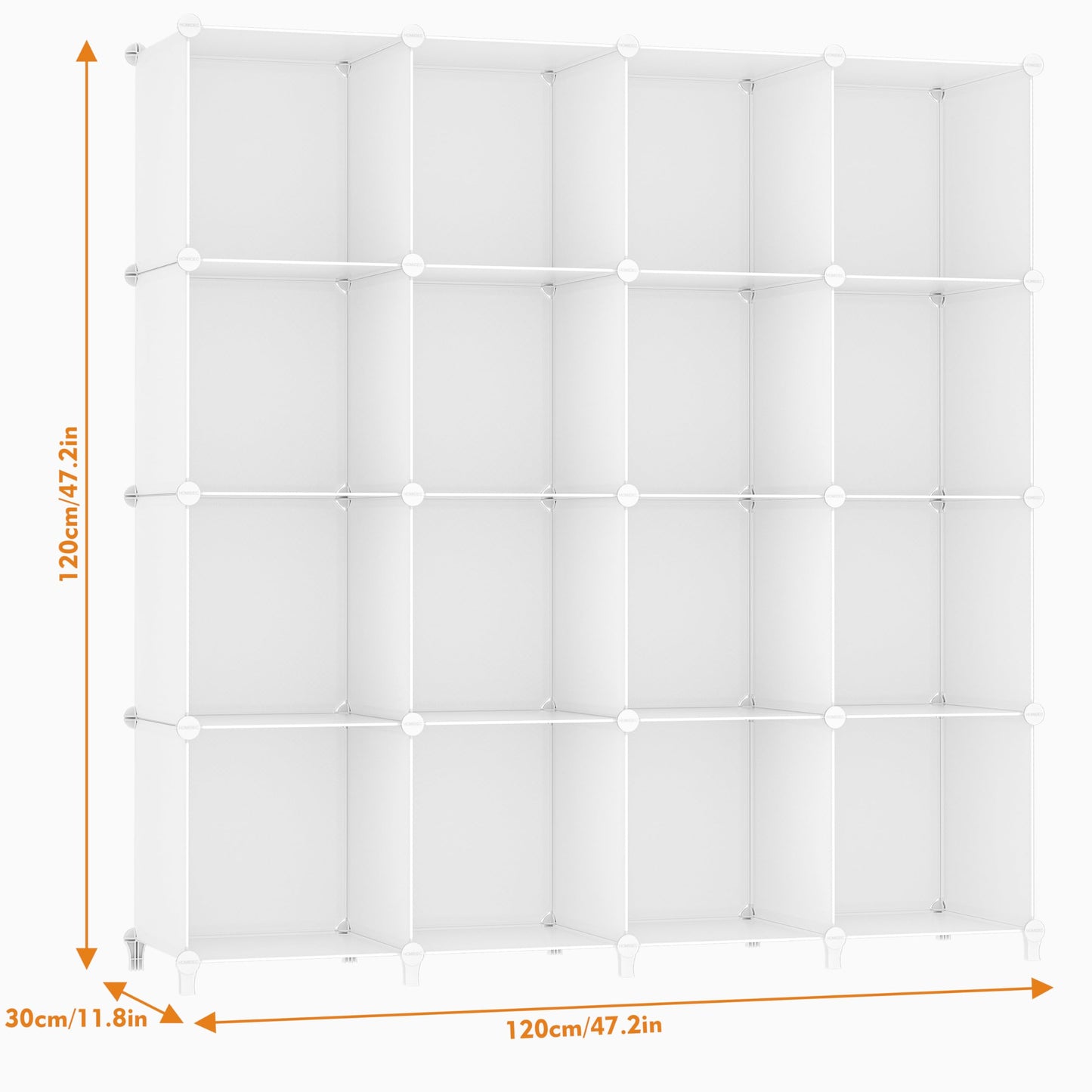 HOMIDEC Closet Organizers and Storage, 16 Cube Storage Organizer, Closet Organizer Bookshelf Cubes Shelves for Clothes, Bedroom, Kids Room, Bathroom, Wardrobe, Garment Racks, White