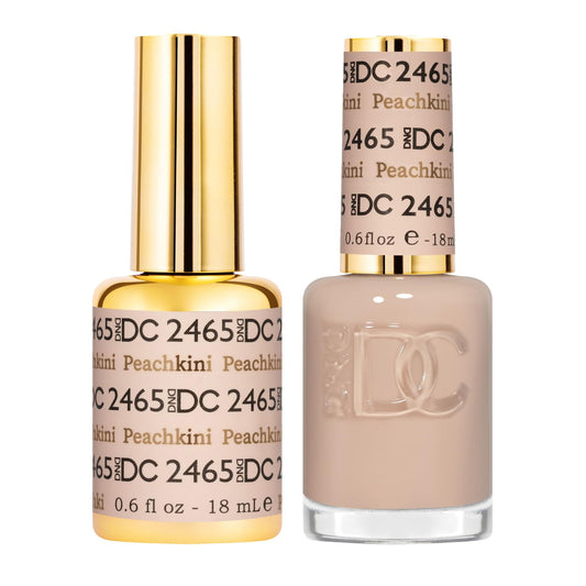 DND DC Gel Polish Set, Sheer Collection, UV/LED Gel Polish and Air Dry Nail Lacquer, Matching Chip-Free Polish Duo, 2465 Peachkini, 0.5 Fl Oz