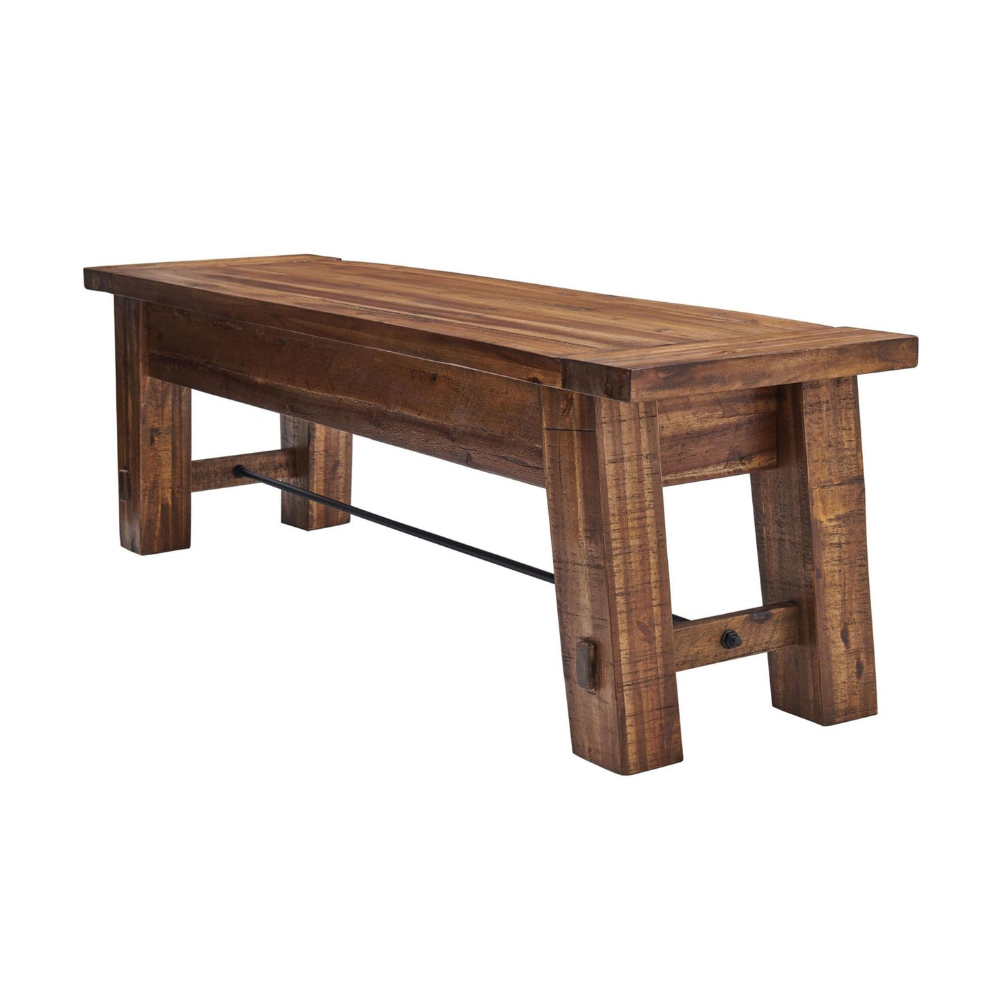 Durango Rustic Farmhouse Style 60-Inch Wood Bench - Industrial Modern Accent Furniture with Solid Wood Seat for Entryway, Dining Room, Hallway, Foyer, or Kitchen by Alaterre Furniture