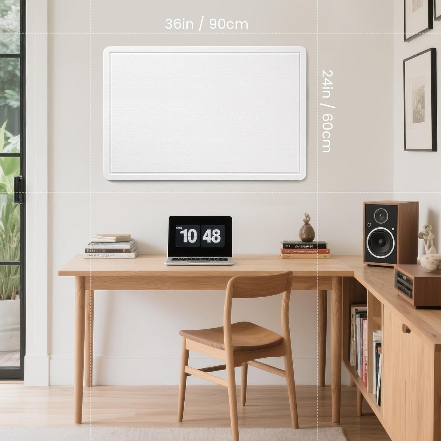 Bulletin Board, 36 x 24 Inches Felt Pin Board - Decorative Cork Alternative for Wall, 3' x 2' Foldable Picture Self-Adhesive Vision Prayer Board With 20 Pushpins - White