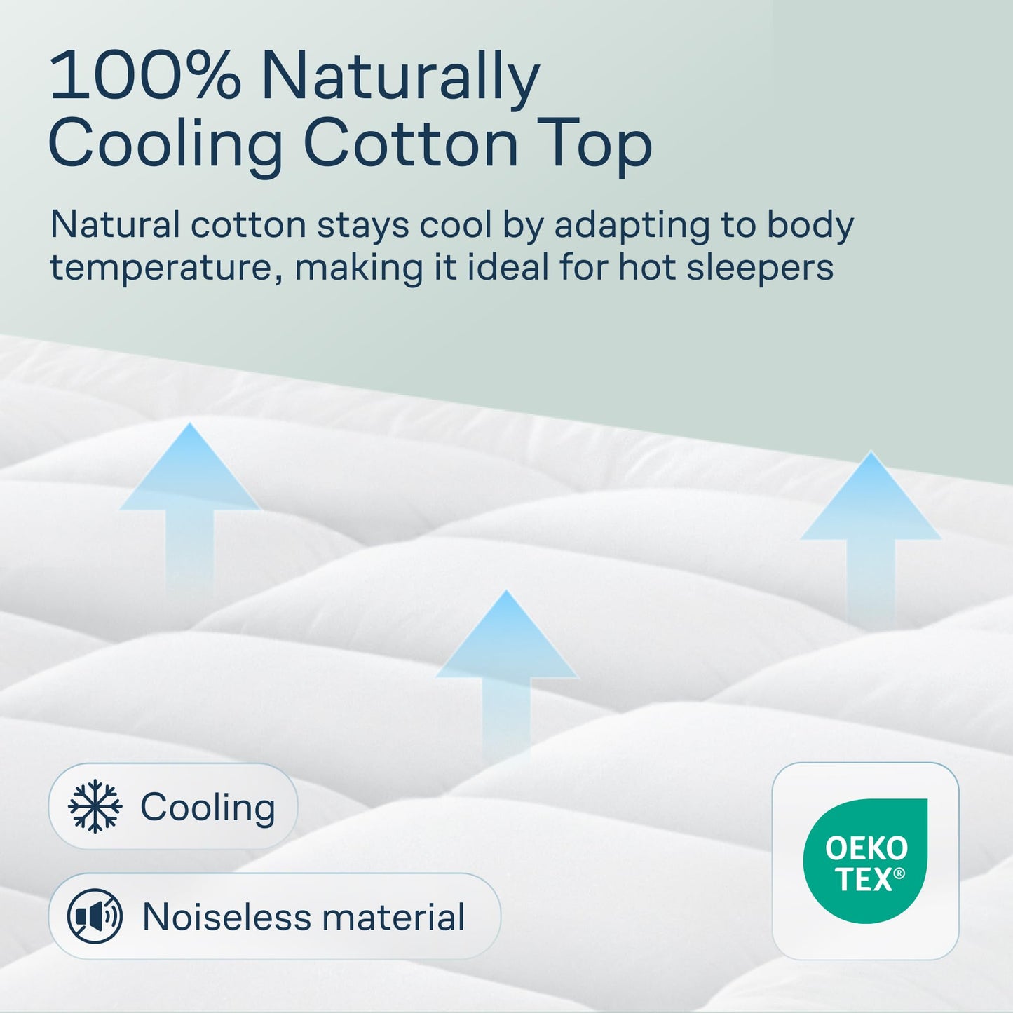 Cloud-Like Queen Mattress Topper - 100% Cotton Top Mattress Pad for Back Pain Relief - Breathable & Naturally Cooling for Hot Sleepers