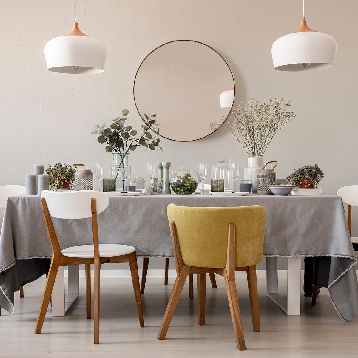 ANDY STAR Gold Round Mirror, 24’’ Brushed Gold Circle Bathroom Mirrors in Stainless Steel Metal Frame 1" Deep Set Design