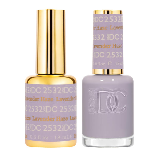 DND DC Gel Polish Set, Free Spirit Collection, UV/LED Gel Polish and Air Dry Nail Lacquer, Matching Chip-Free Polish Duo, 2532 Lavender Haze, 0.5 Fl Oz