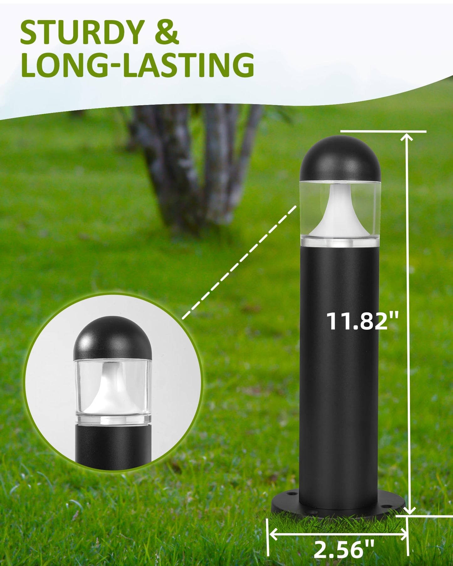 MOON-DE-AGE 6 Pack Low Voltage Landscape Pathway Lights, 12V LED Bollard Light IP67 Waterproof, Outdoor Driveway Walkway Wired Lights (Included Connector) - Yard Garden Lawn, 2700K Warm White