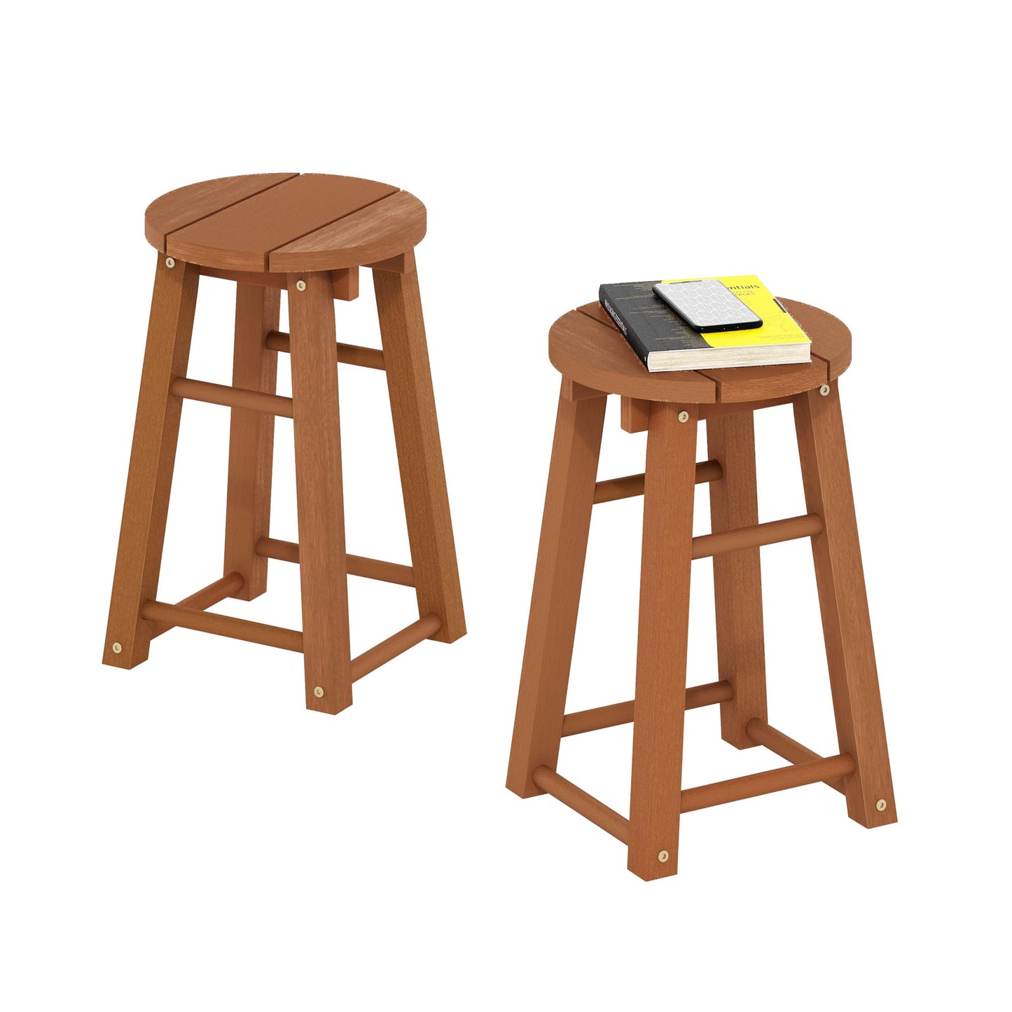 Furinno Tioman Outdoor Hardwood 18 Bar Stool in Teak Oil, Set of 2, Natural