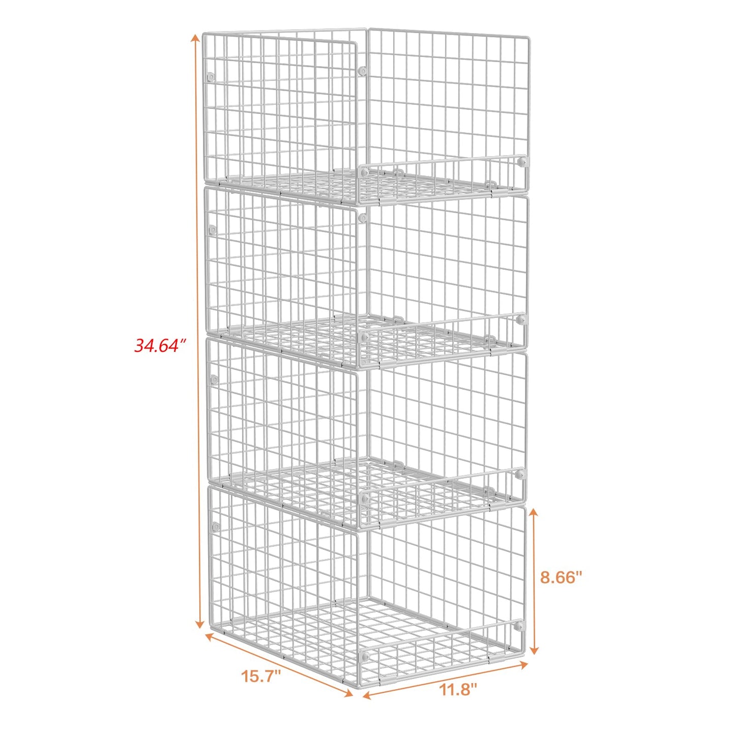 Stackable Closet Organizers and Storage - 4-Tier Stackable Storage Bins, Foldable Closet Shelf Organizer Basket, Clothes Organizers and Storage Shelves for Home Bedroom Closet Organizer System