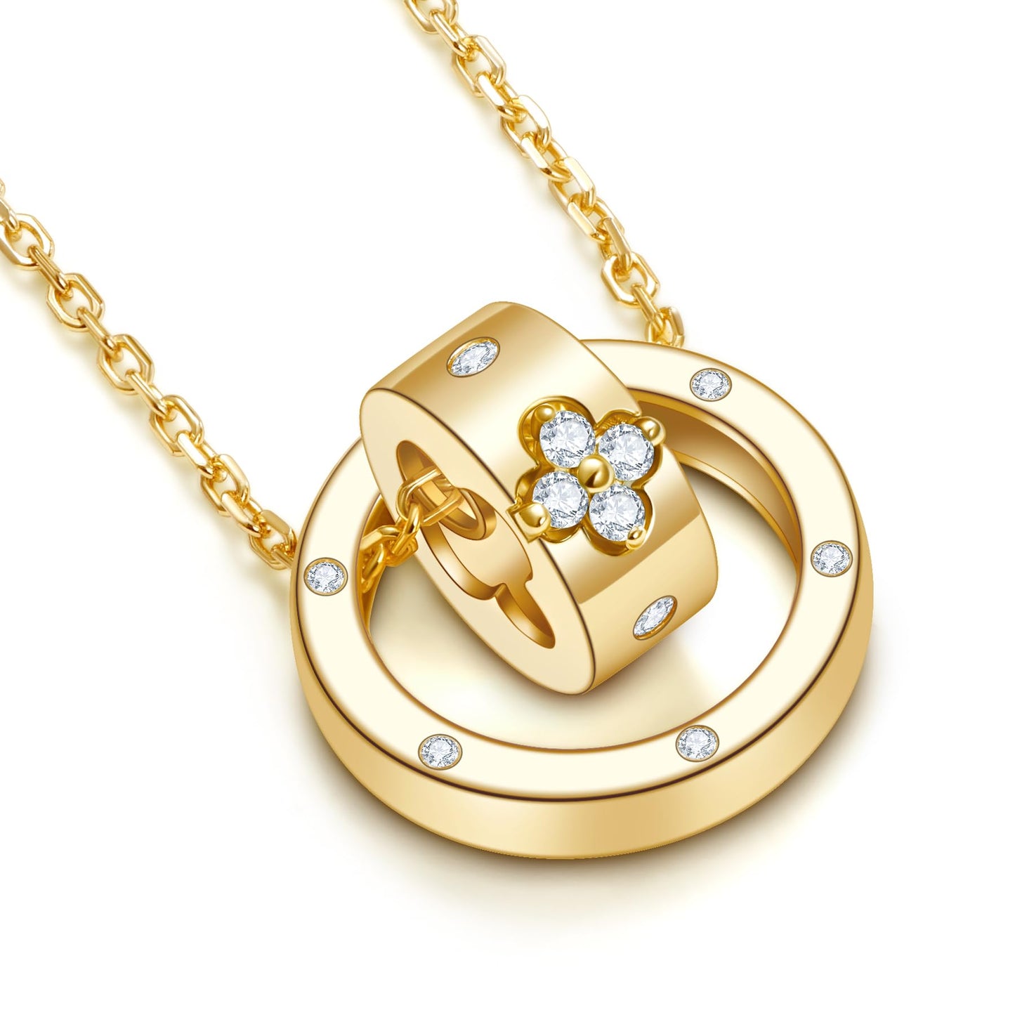TIMELESSTAR Four Leaf Clover Gold Necklace for Women Dainty Layered 14K Plated Non Tarnish Friendship Moissanite Diamond Shamrock Pendant 925 Sterling Silver Chain Stack Necklaces