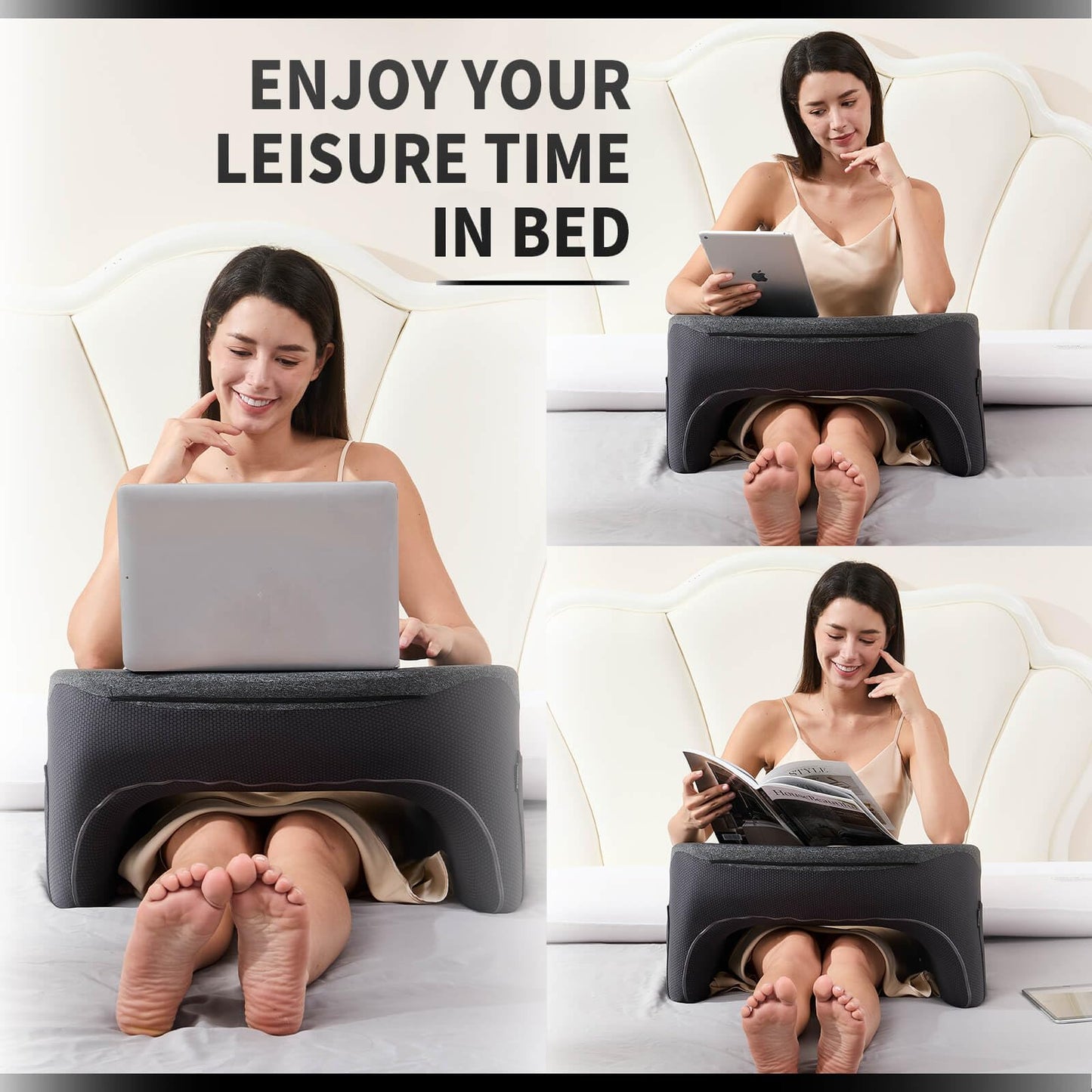 cooloo8 Reading Pillow, Lap Desk, Laptop Pillow for Lap, Large Gaming Pillow for Reading, Working, Gaming or Sitting in Bed Floor Couch(Dark Grey)