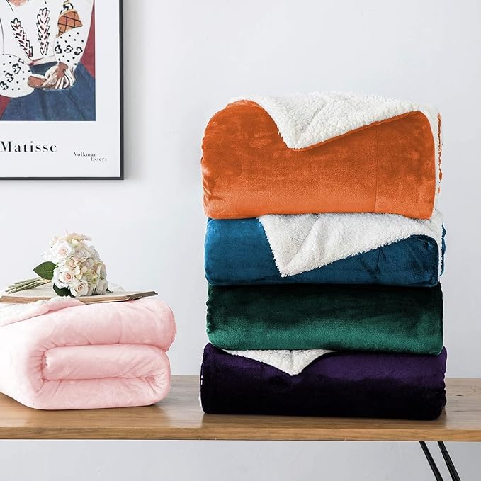 IR Imperial Rooms Teal Sherpa Blankets Queen Size for Bed - Wholesale Bulk Pack of 9 Sherpa Blankets - Soft Fluffy Throw Blanket for Hotels, Guest Bedroom, 90x90 Inches
