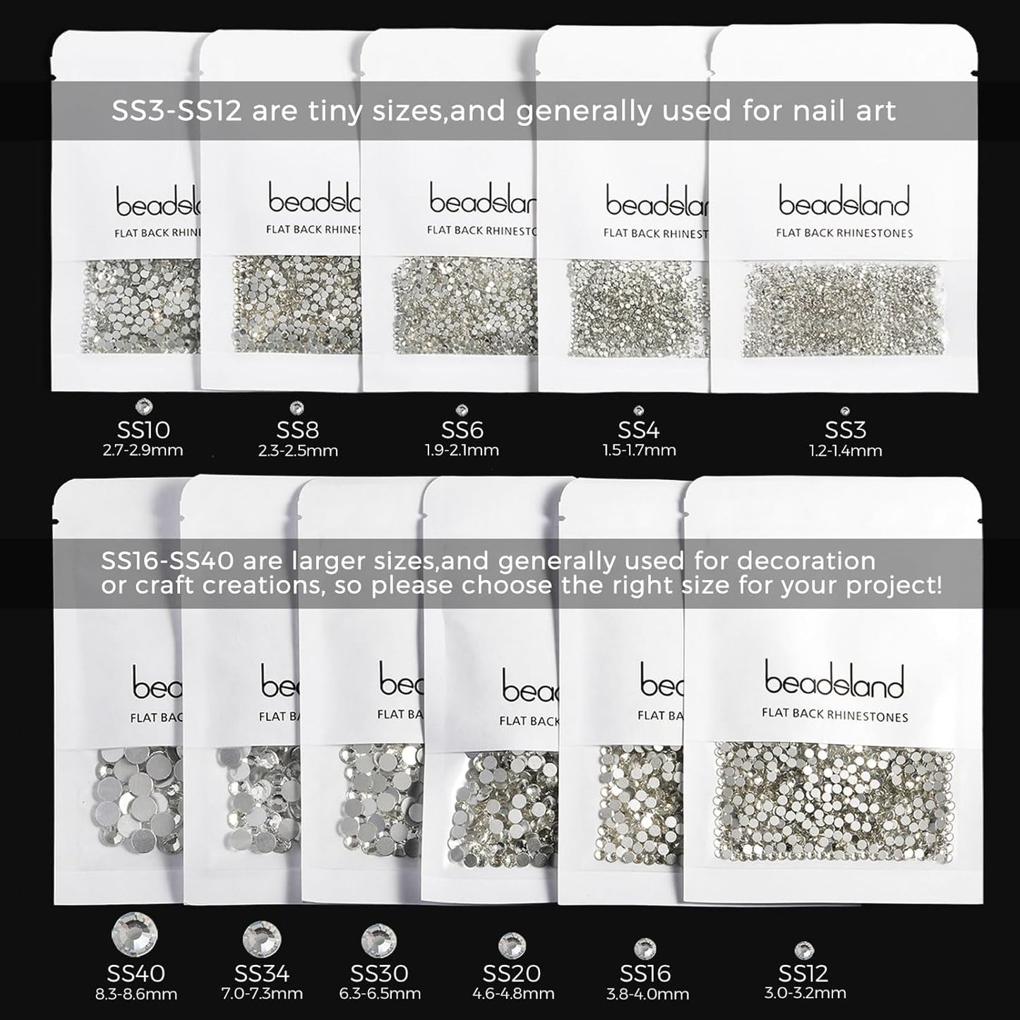 beadsland Flat Back Crystal Rhinestones Round Gems, Light Siam (3.8-4.0mm) SS16/1440pcs