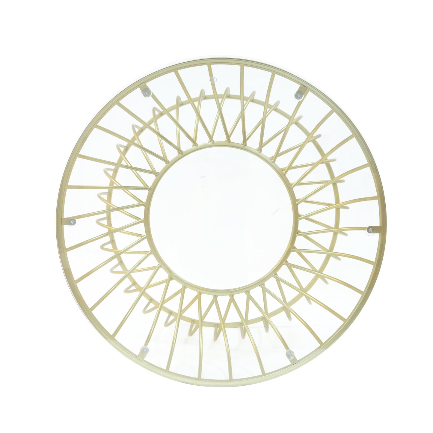 Rpuzonier 27.50" Round Glass Top Coffee Table for Living Room, Small Circle Gold Center Table with Hollow Lines, Hourglass Curved Lines Frame, Modern Sofa Side Table for Home, Office, Apartment