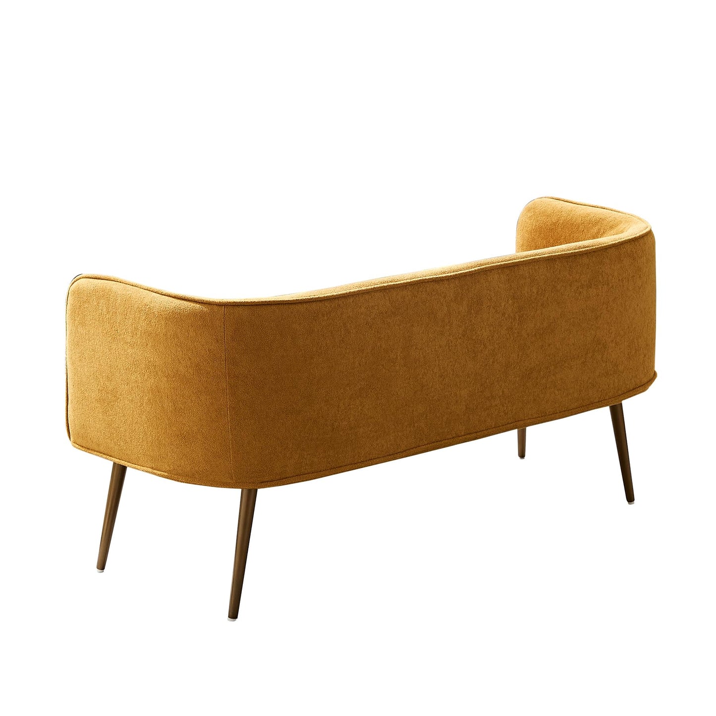 Forshare Bedroom Bench and Entryway Bench with Low backrest and armrests, Yellow Fabric,Inside Sturdy Metal Frame