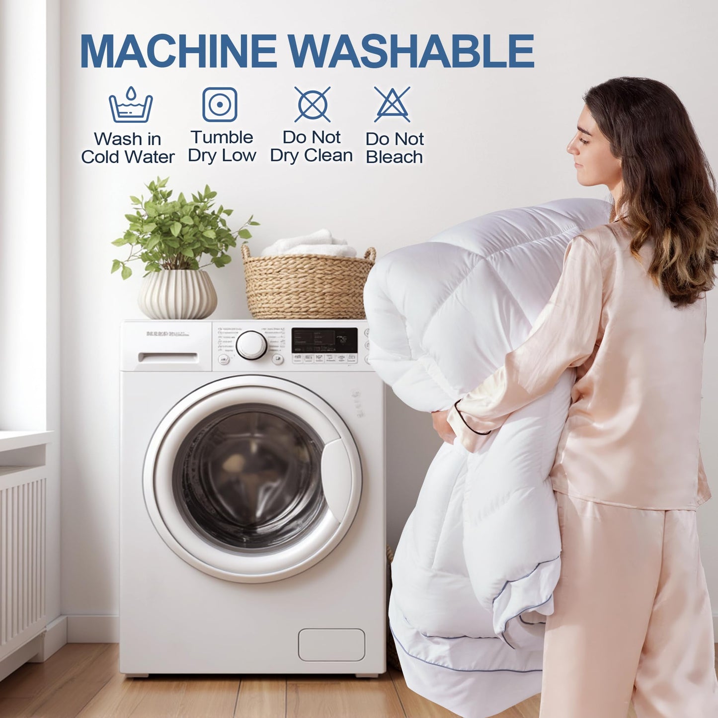Eiayeebil Memory Foam Queen Mattress Topper, 4 Inch Dual Layer Mattress Pad with Pillow Top Mattress Topper Queen Size Bed Cover, Support for Back Pain (White)