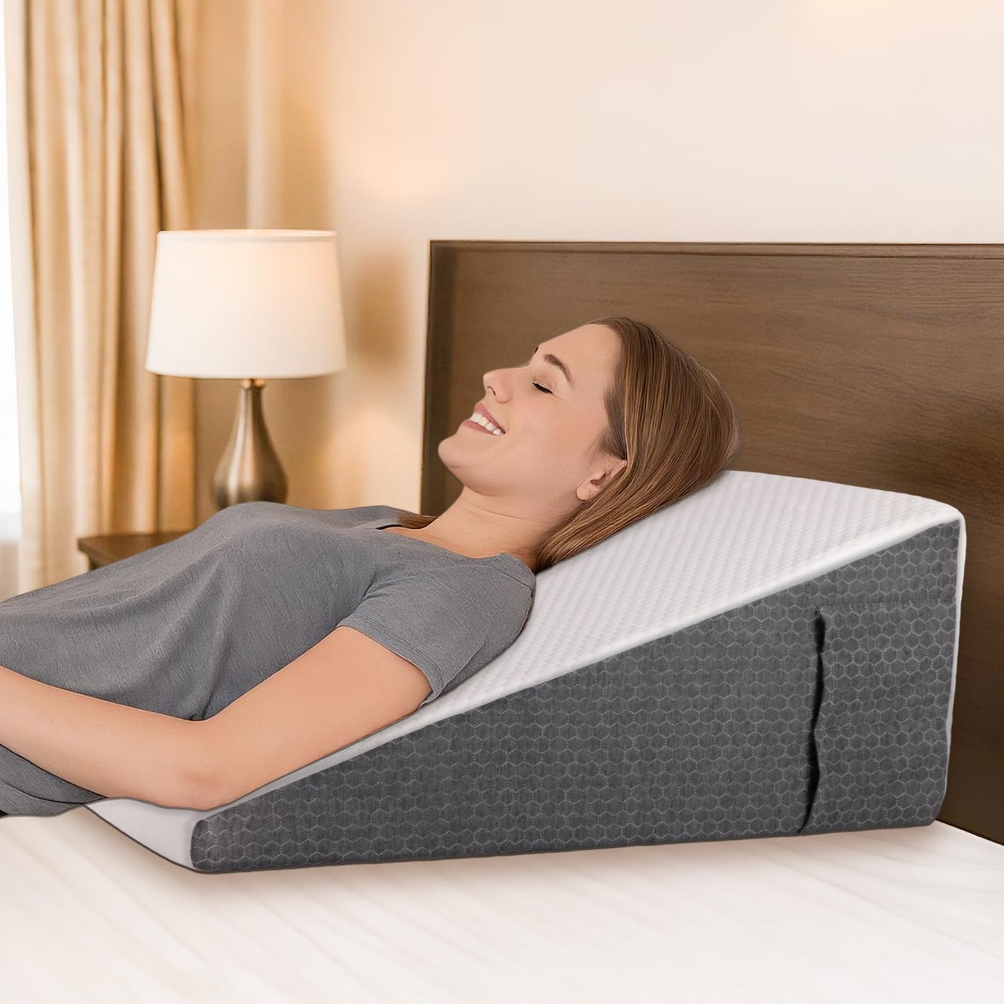 TBXONMOW Wedge Pillow for Sleep Apnea Bed Wedge Pillow Headboard Set for After Surgery,Sleeping,Gerd Acid Reflux Relief,Back Pain Relief Triangle Pillow for Adult,Neck Pain,Anti Snoring,Back Support
