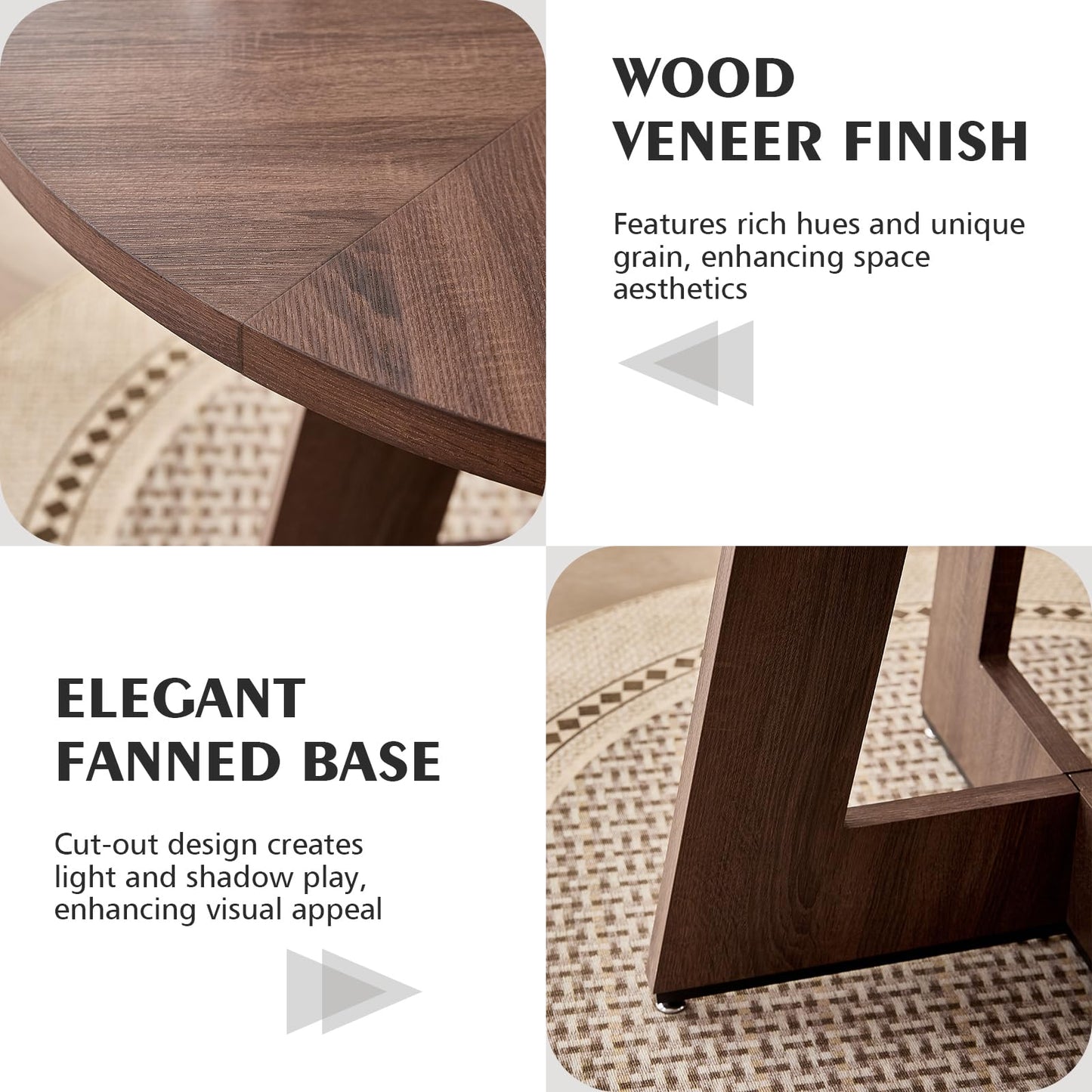 Lecafur HL 47" Round Dining Room Table Set for 4, [Fanned Base] [1.38" Thick Top] Wood Kitchen Table with 4 Swivel Dining Chairs