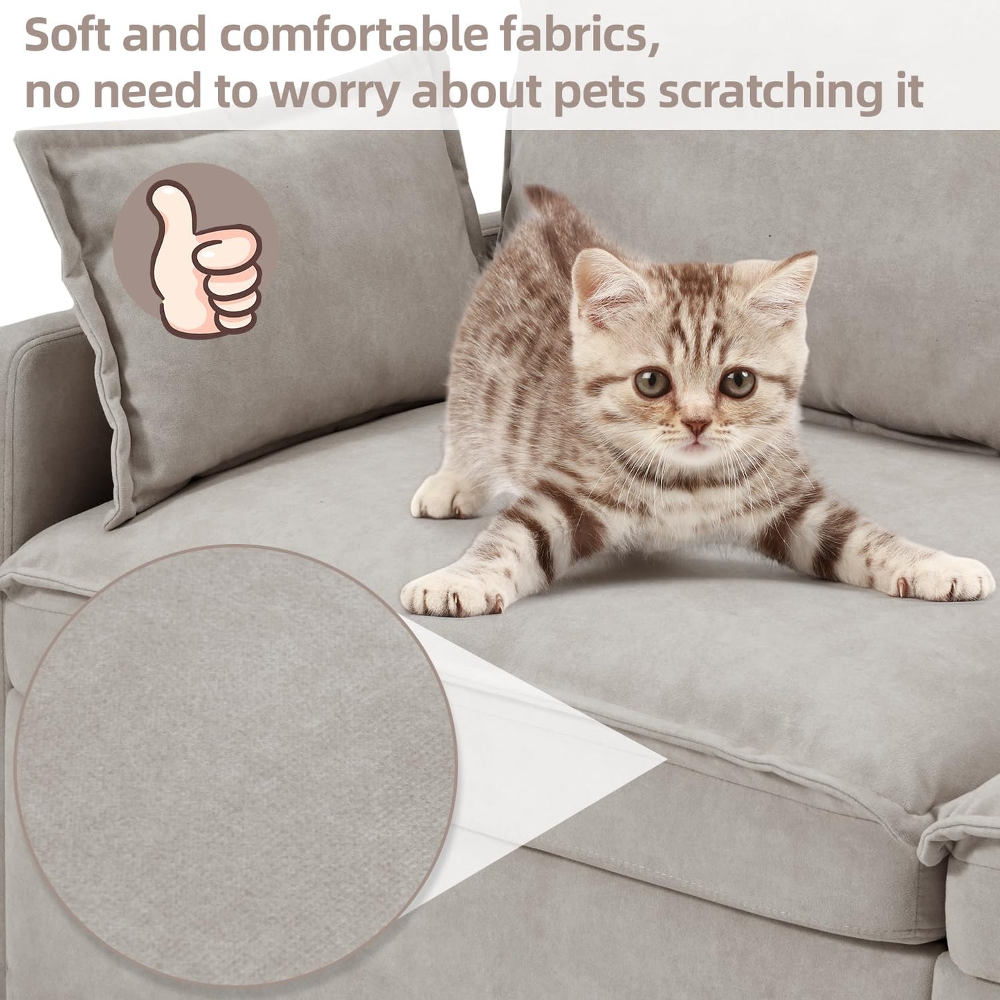 JFHID 3 in 1 Sofa Bed, 72" Pull Out Couch Sleeper Sofa Bed with USB Ports & 4 Side Pockets for Living Room, Apartment, Light Grey