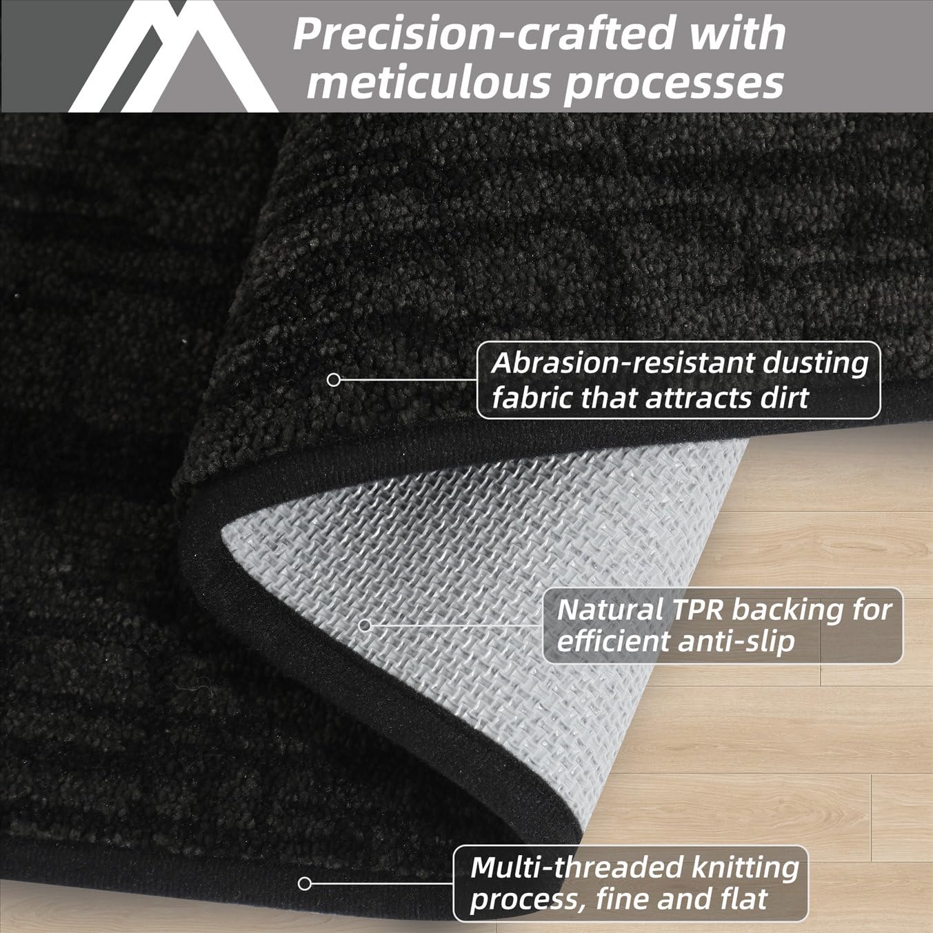 COSY HOMEER-Door-Mat Dirt Trapper Entryway Rugs 24"x36" Non Slip Washable Entrance Mats Absorbent Welcome Mat Low Profile Dog Door Mats for Front Back Doomats and Wet Shoes,Black