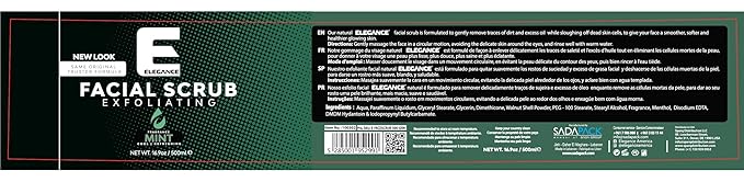 Elegance Natural Face Scrub, 16.9 Oz, Mint Based Facial Scrub, Exfoliate and Eliminate Impuritites for a Healthy and Hydrated Glowing Skin