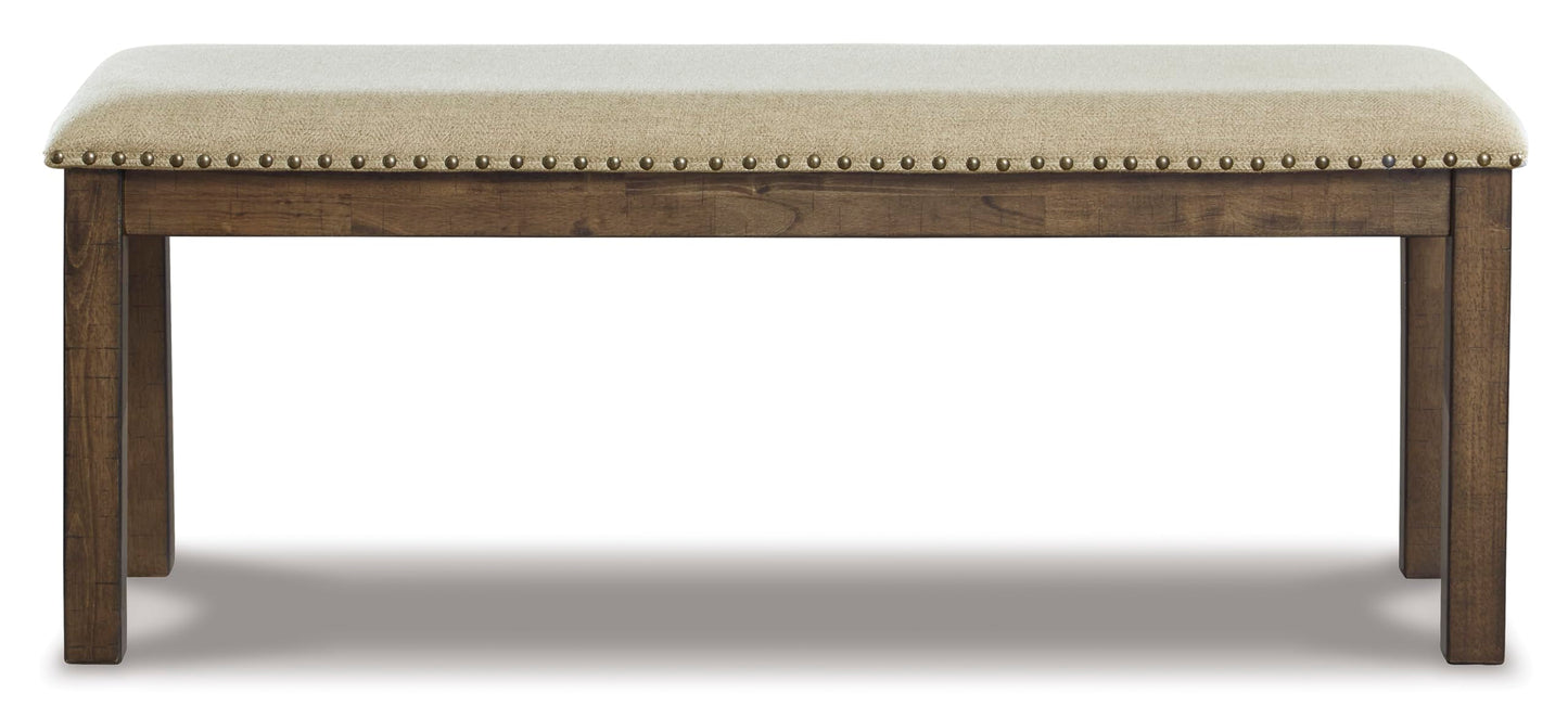Signature Design by Ashley Moriville Casual Rustic Upholstered Dining Bench, Grey & Brown