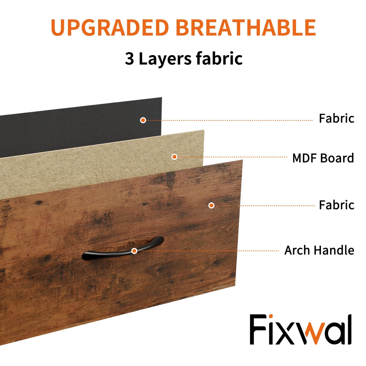 Fixwal Tall Dresser for Bedroom, Storage Dresser Organizer with 7 Fabric Drawers, Nightstand Furniture in Closet, Entryway, Hallway, Rustic Brown Wood Grain Print